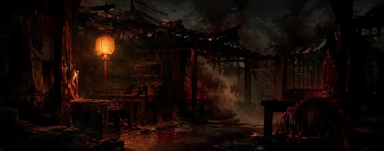 旧梦剧场页头背景图：夜中旧灯坊里唯一未熄的一盏灯